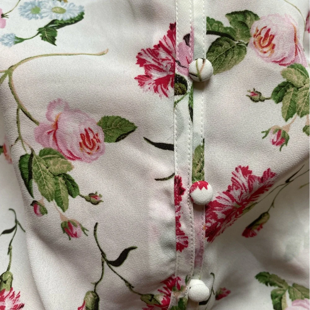 Express Floral Off-Shoulder Blouse - Pink and Green - Picture 3 of 10